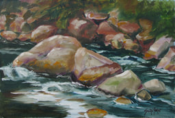 Creek boulders, ADK painting