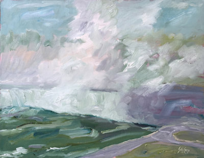 A painting looking into the gorge of Horseshoe Falls and ist